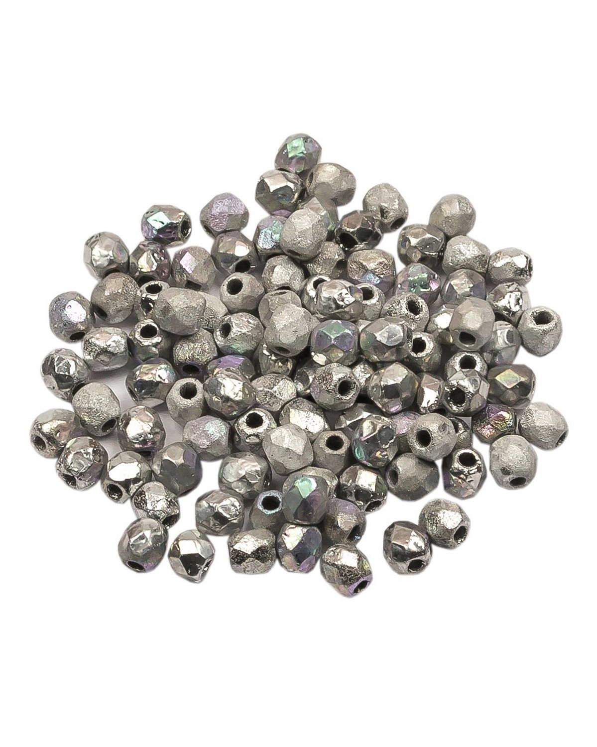 

Стеклянные чешские бусины ганеные круг 3 мм Crystal Etched Glittery Silver 100шт, Серебристый, FP-3
