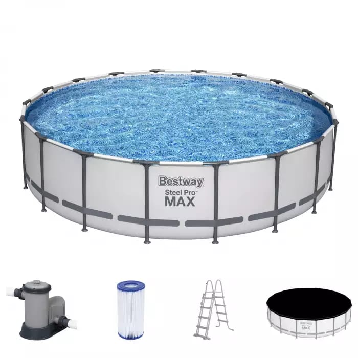 фото Бассейн каркасный bestway steel pro max, 549 х 122 см, фильтр-насос, лестница, тент, 56462