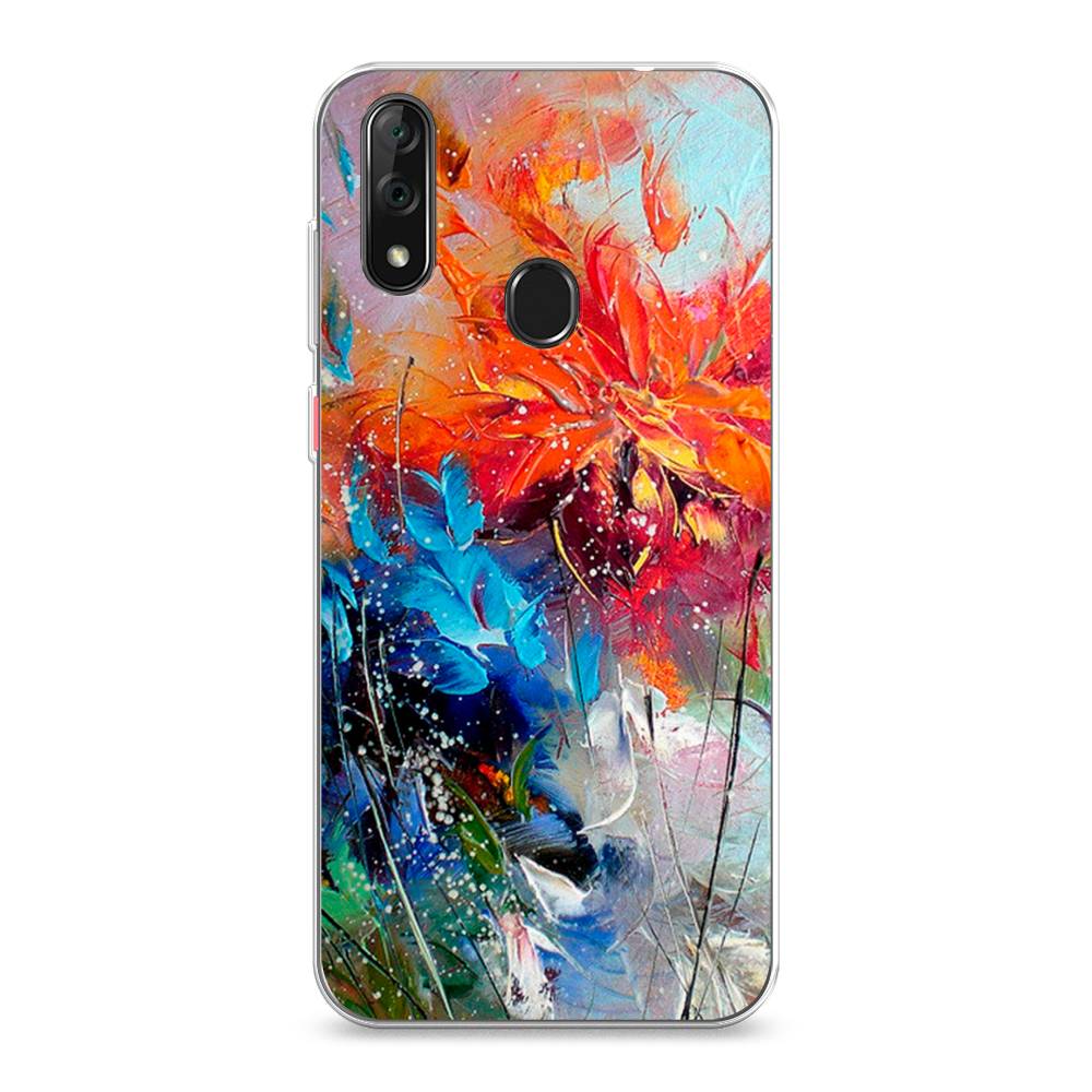 

Чехол на ZTE Blade V10 "Абстрактные цветы", Оранжевый;синий, 132750-4