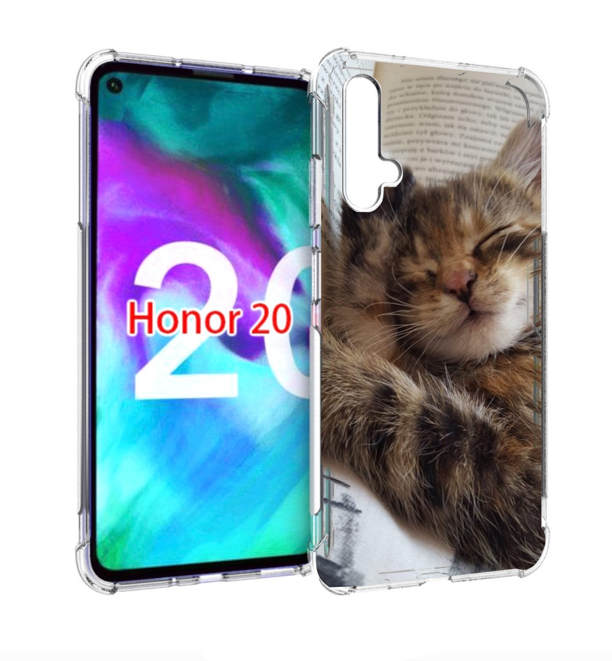 

Чехол бампер MyPads Спящий-котенок для Honor 20, Прозрачный, Tocco