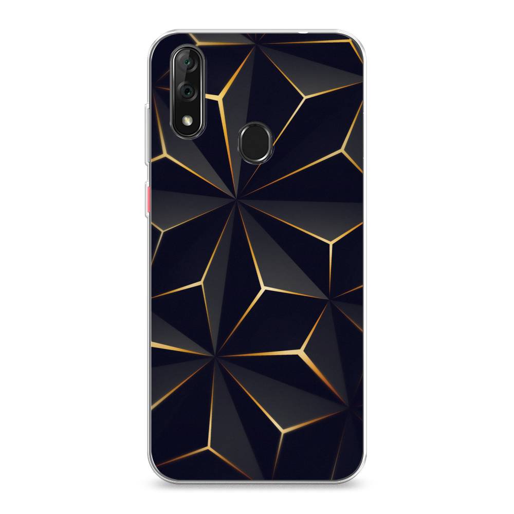 

Чехол на ZTE Blade V10 "Черные полигоны", Золотистый;черный, 132750-3