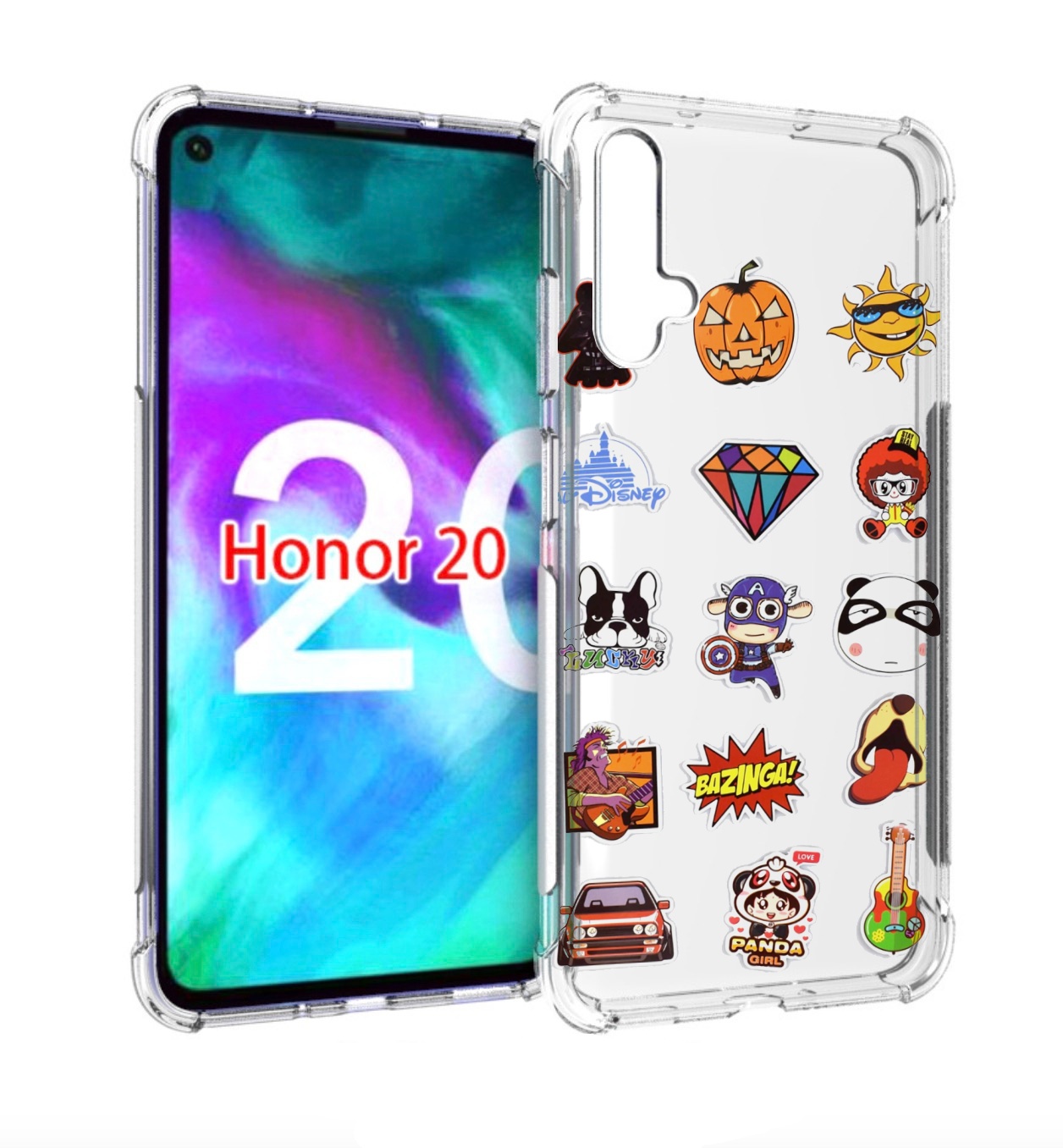 

Чехол бампер MyPads Стикеры-2 для Honor 20, Прозрачный, Tocco