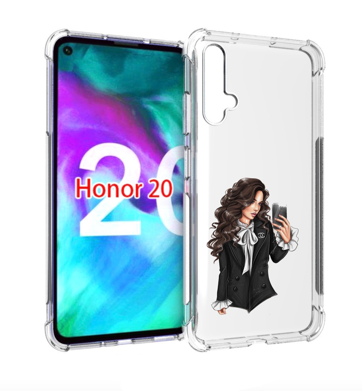 

Чехол бампер MyPads Стильная-девушка для Honor 20, Прозрачный, Tocco