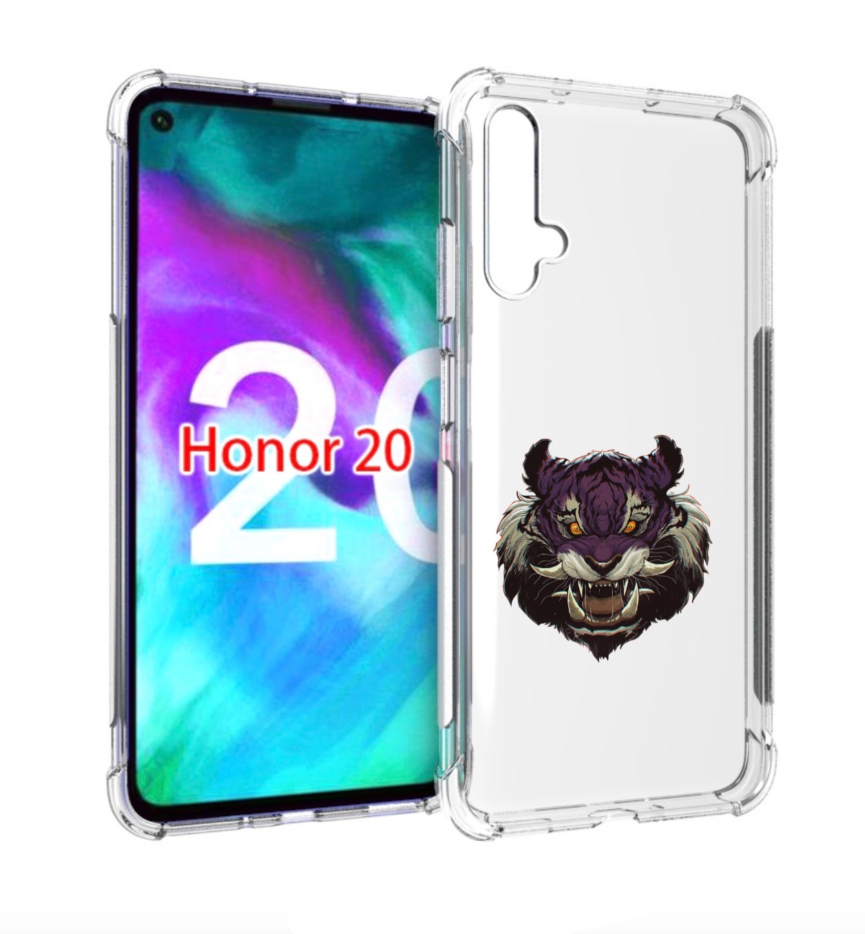 

Чехол бампер MyPads Страшный-тигр для Honor 20, Прозрачный, Tocco