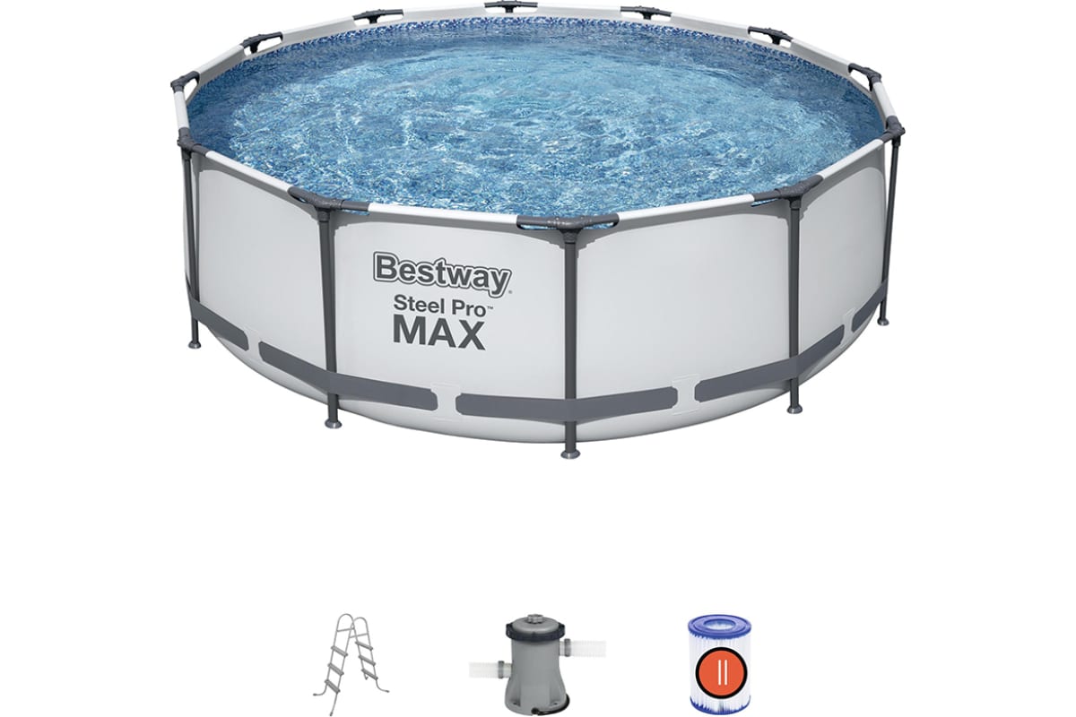 Бассейн Bestway 56418 Steel Pro Max, 366х100см, фильтр-насос 2006л/ч, лестница