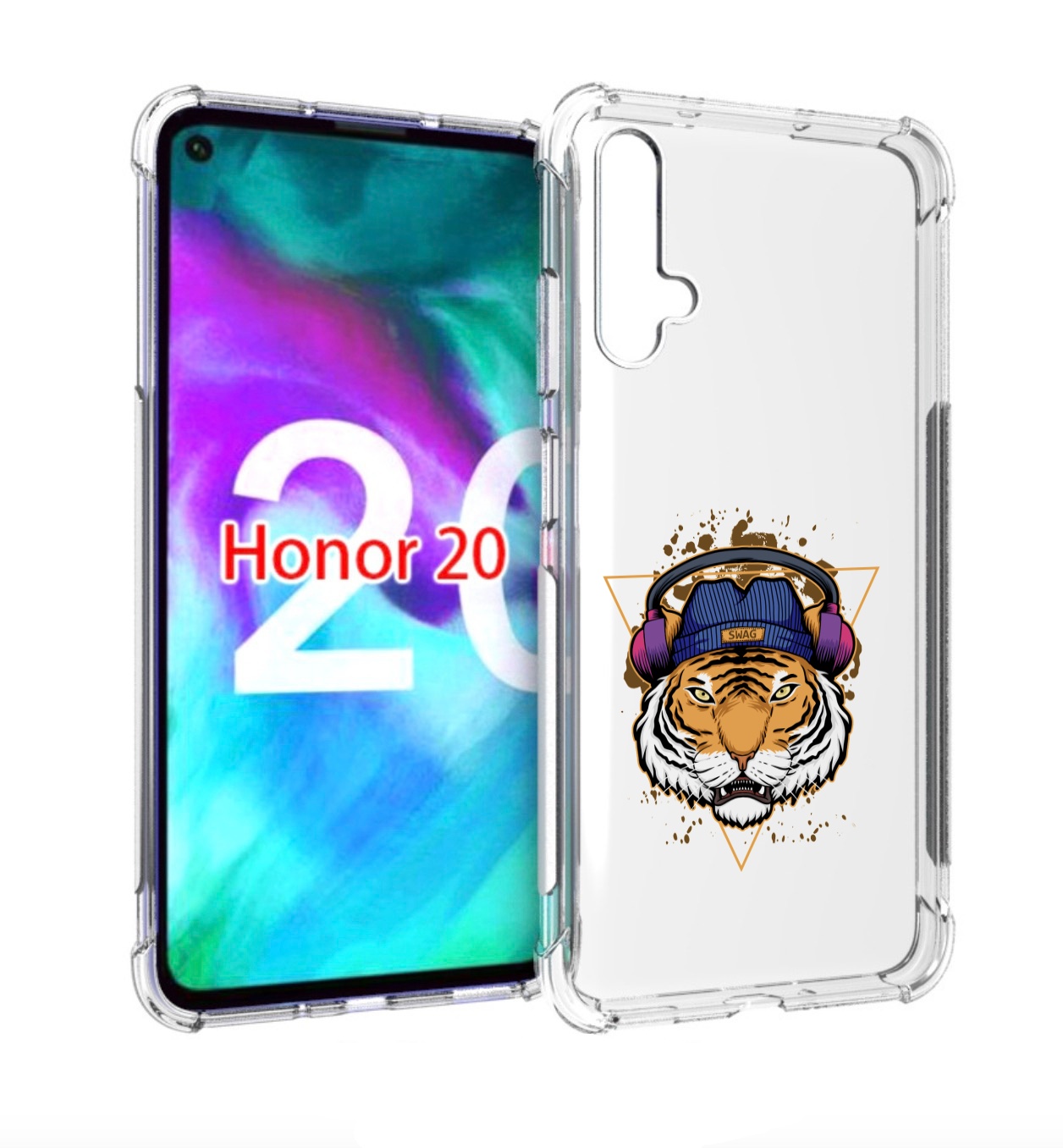 

Чехол бампер MyPads Тигр-Свэг для Honor 20, Прозрачный, Tocco
