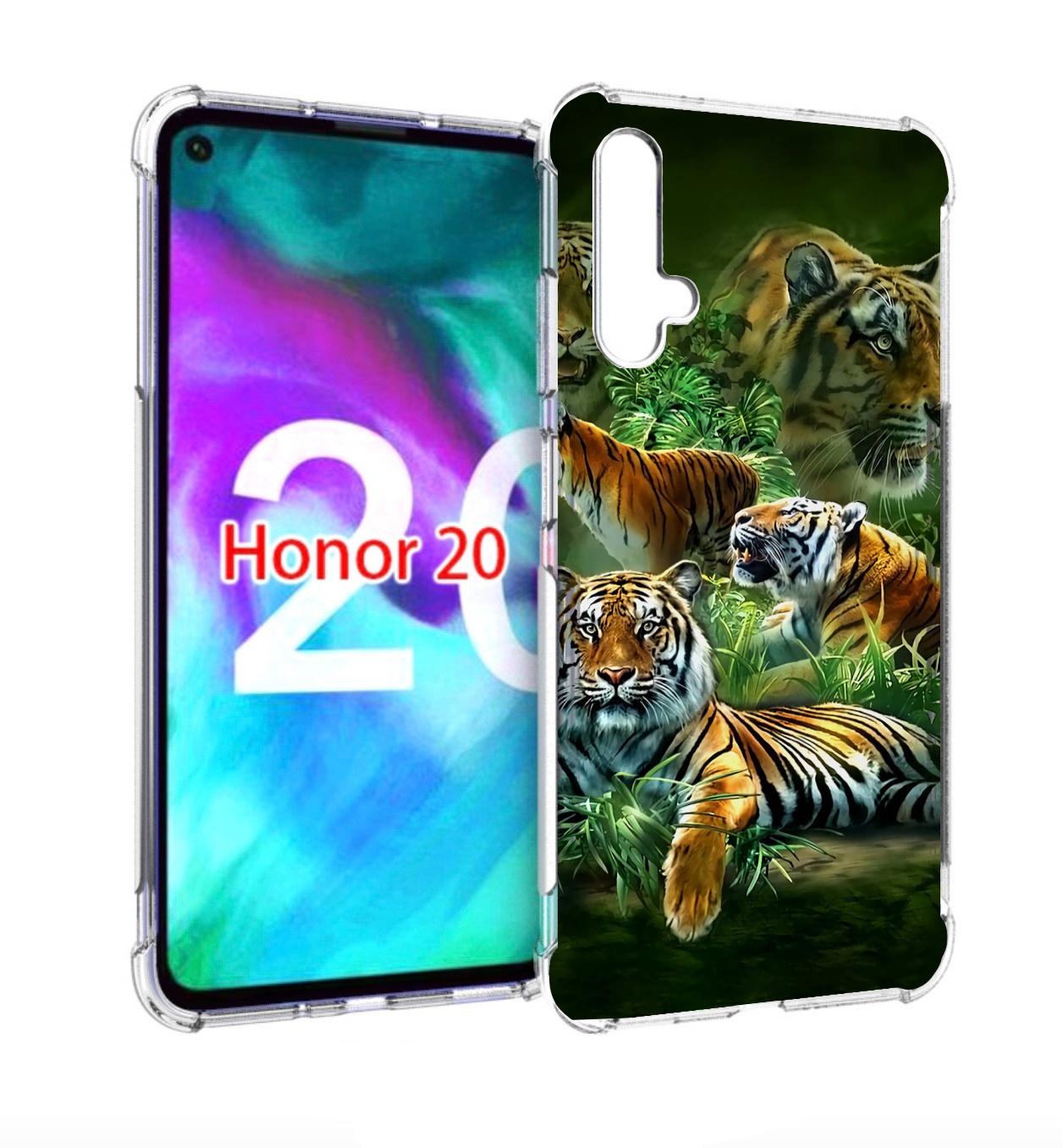 

Чехол бампер MyPads Тигры для Honor 20, Прозрачный, Tocco