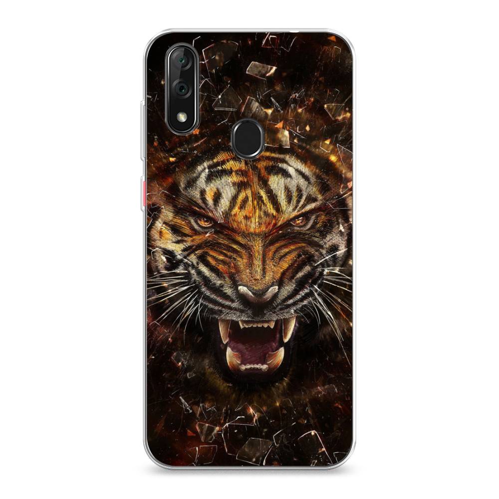 

Чехол на ZTE Blade V10 "Тигр осколки", Оранжевый;серый;черный, 132750-1