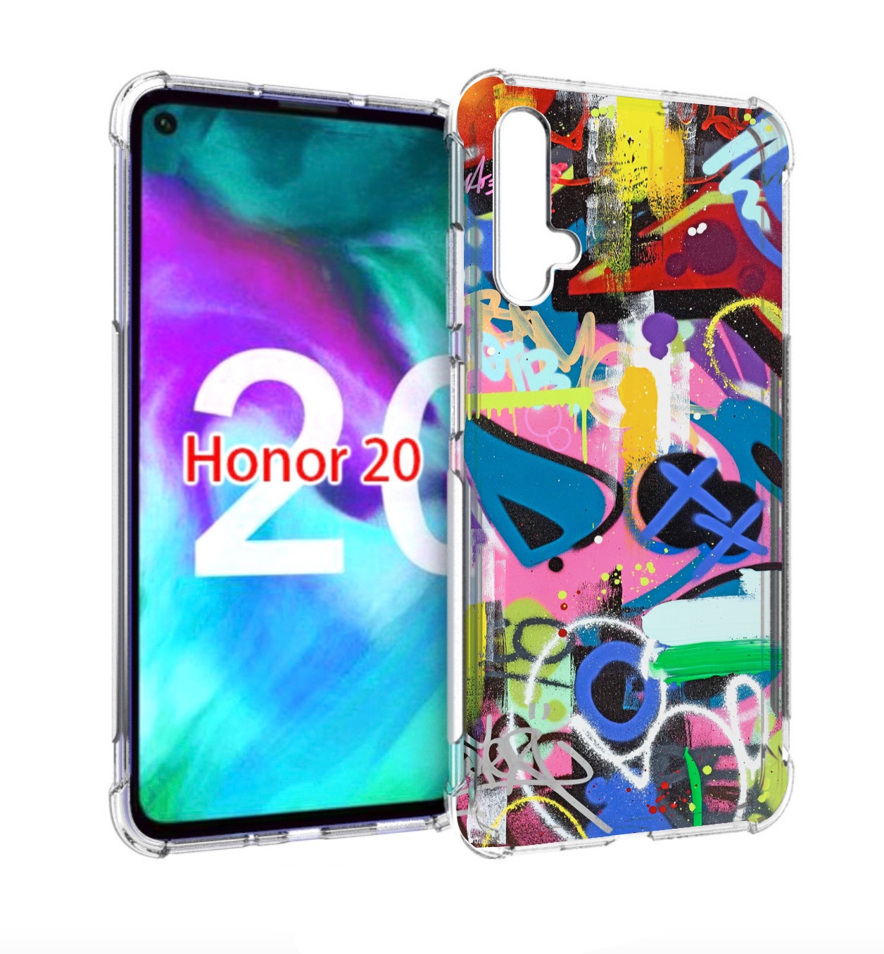 

Чехол бампер MyPads абстракция-графити для Honor 20, Прозрачный, Tocco
