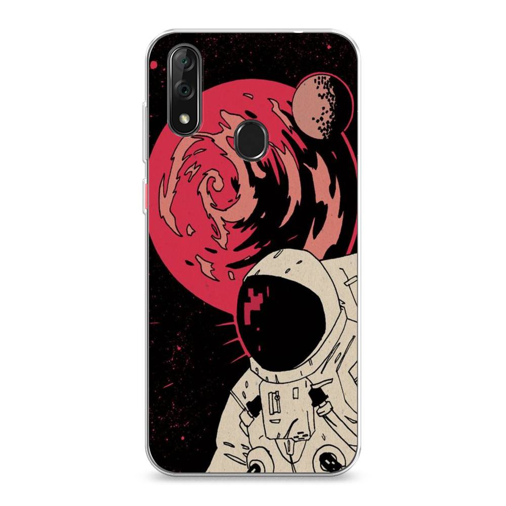 

Чехол на ZTE Blade V10 "Космонавт возле Марса", Черный;красный, 132750-2