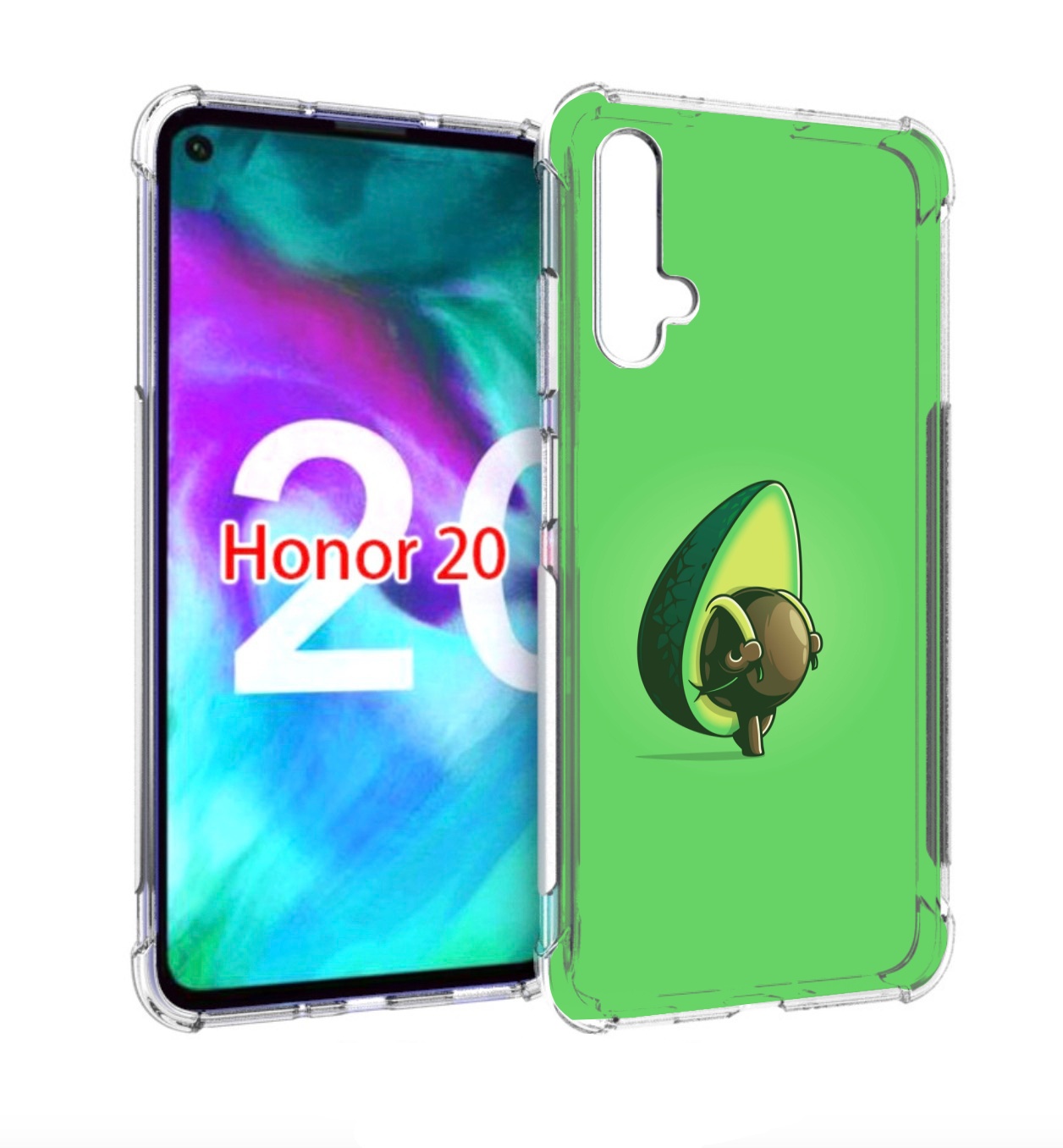 Чехол бампер MyPads авокадо с сумкой для Honor 20