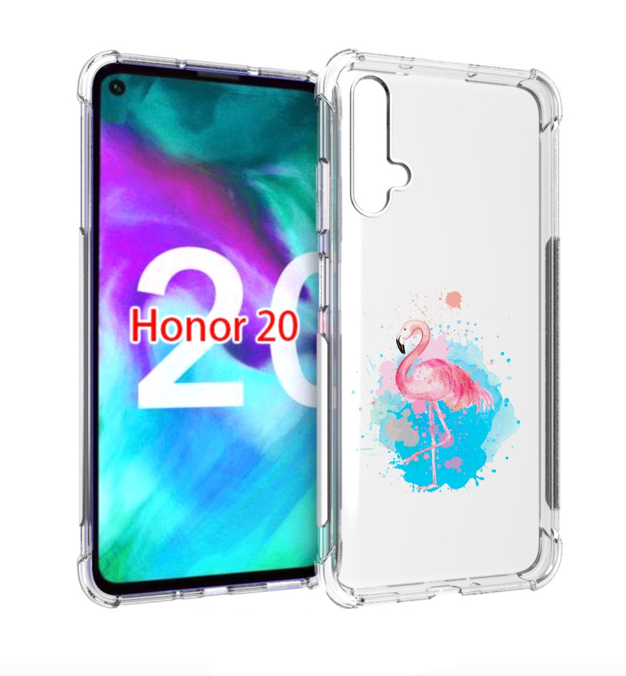 

Чехол бампер MyPads акварельное-фламинго для Honor 20 Honor, Прозрачный, Tocco