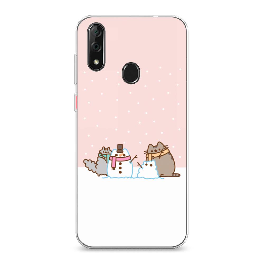 

Чехол на ZTE Blade V10 "Котики в снегу", Розовый;белый;серый, 132750-5