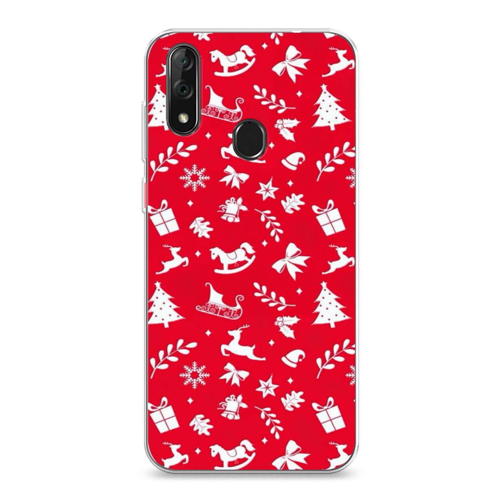 

Чехол на ZTE Blade V10 "Красный новогодний фон", Красный;белый, 132750-5