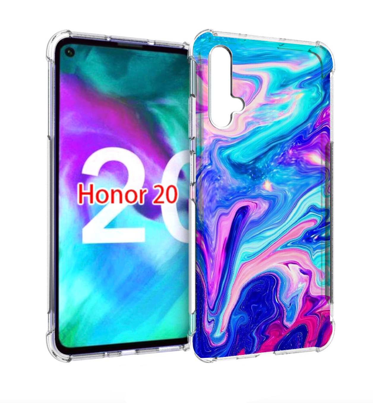 

Чехол бампер MyPads акварельные-краски для Honor 20, Прозрачный, Tocco