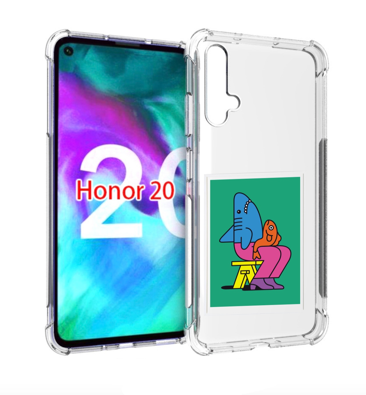 Чехол бампер MyPads акула синяя в штанах для Honor 20 Honor