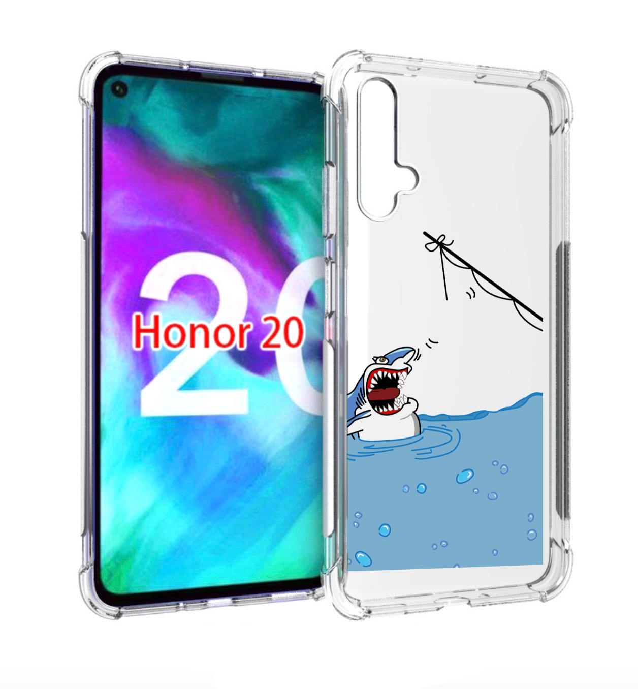 

Чехол бампер MyPads акула-рисунок для Honor 20, Прозрачный, Tocco