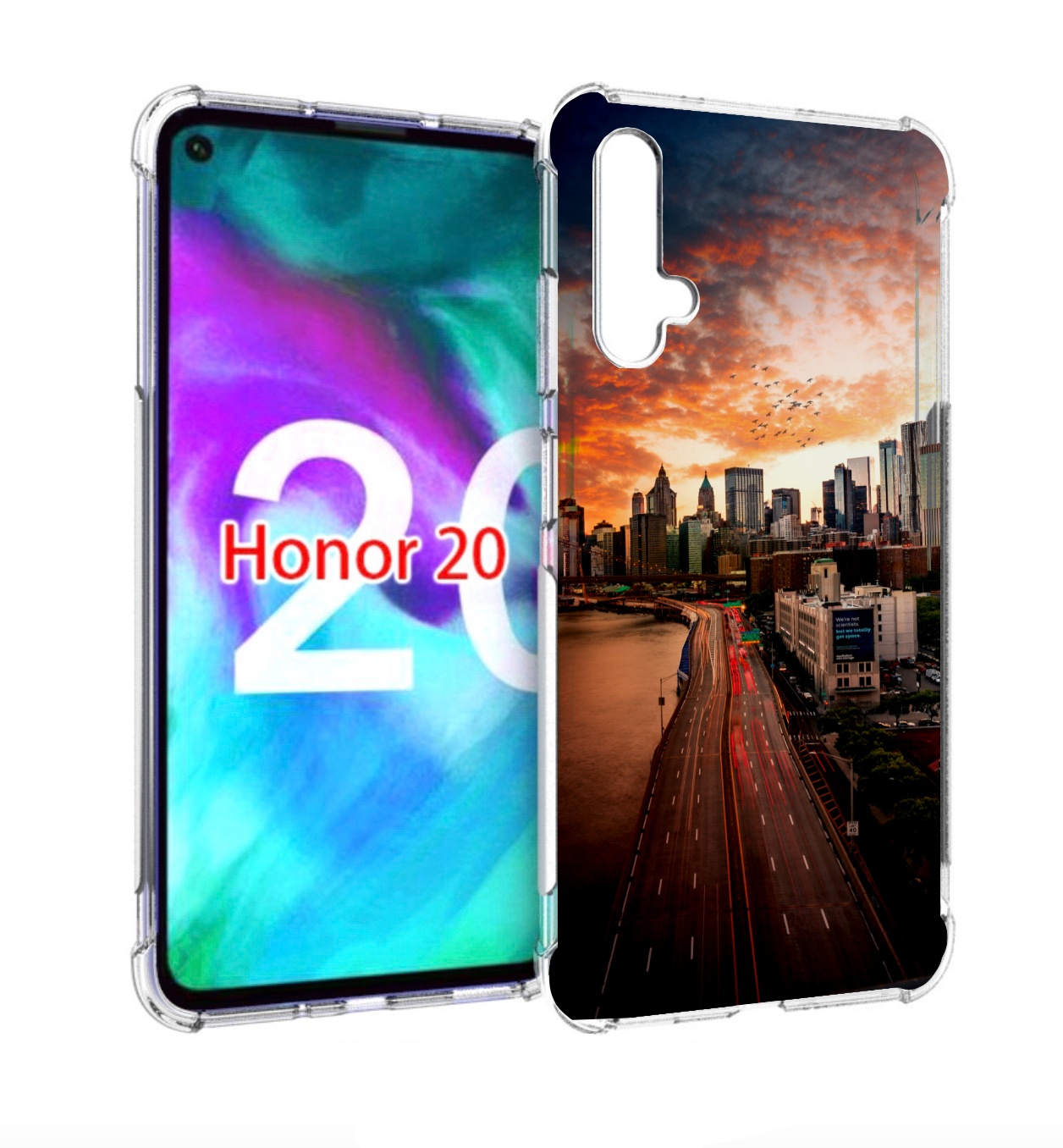 

Чехол бампер MyPads американский город фото для Honor 20, Прозрачный, Tocco