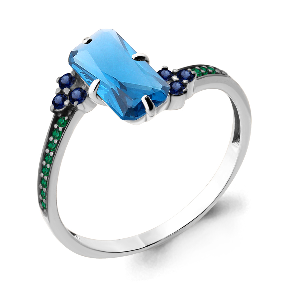 

Кольцо из серебра с сапфиром искусственным р. Aquamarine 6902093БГ, 6902093БГ_925_р