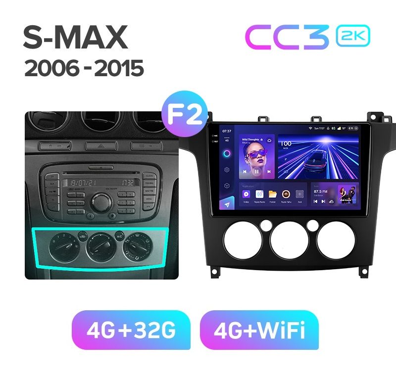 Магнитола TEYES FORD S-MAX рамка под кондиционер CC3 2K 432 ГБ 3389000₽
