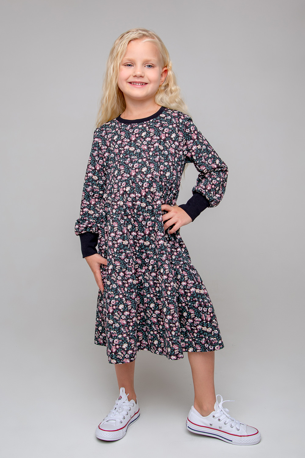 Платье детское CROCKID М 3467, черный,мильфлер к355, 104