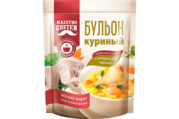

Maestro Gusten, бульон сухой куриный, 90 г, (5шт.)