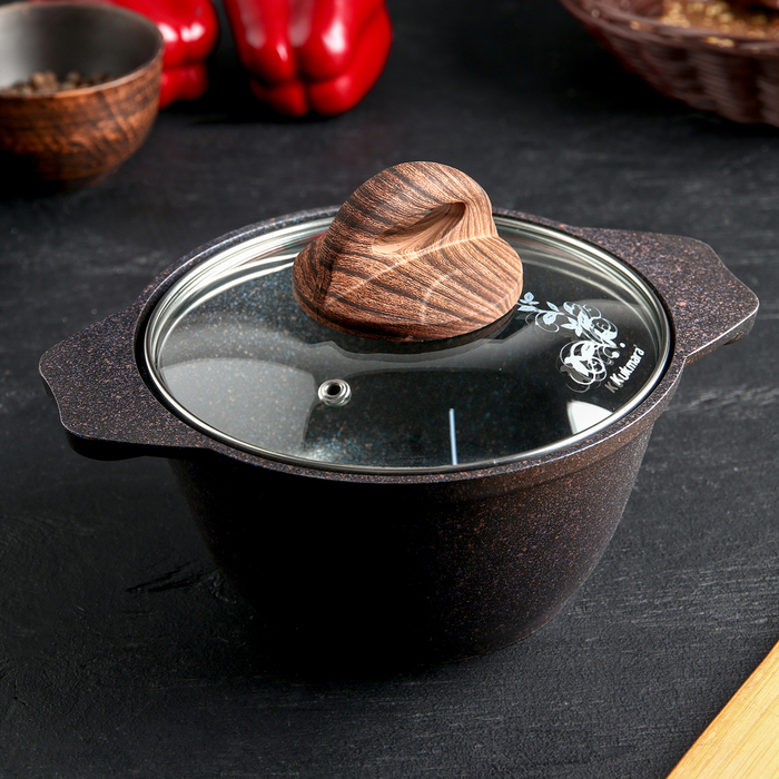 

Кастрюля Granit ultra, 1 л, стеклянная крышка, антипригарное покрытие, цвет синий, Granit Ultra