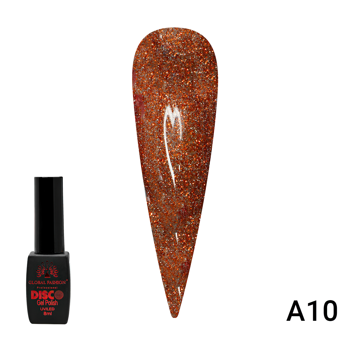 фото Гель-лак disco gel polish global fashion светоотражающий 8 мл a10
