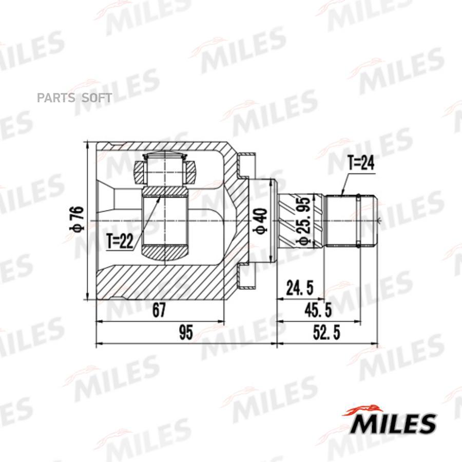 

Шрус Miles Ga10082 Nissan Almera B10rs 22x40x24 Внутрен Miles арт. GA10082