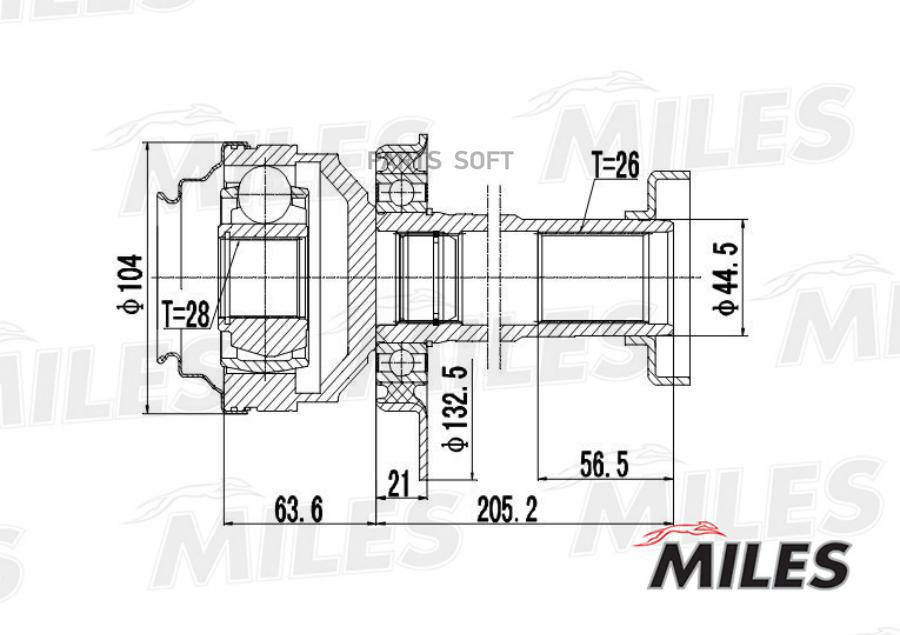 

Шрус Внутренний Vw T5 1.9td-2.0 03- (Gkn 304837) Ga10037 Miles арт. GA10037