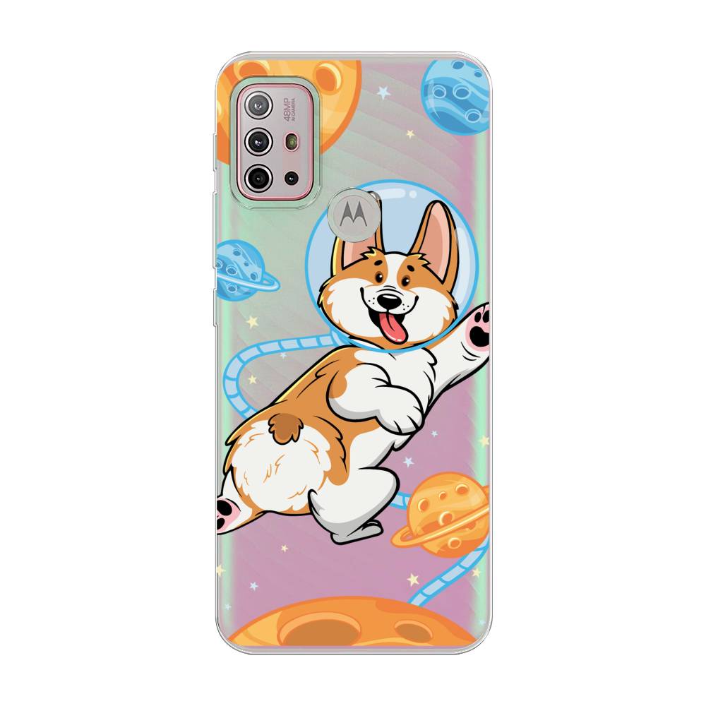 

Чехол на Lenovo K13 Note/Motorola Moto G10/G20/G30 "Корги-космонавт", Голубой;бежевый;белый, 242150-1