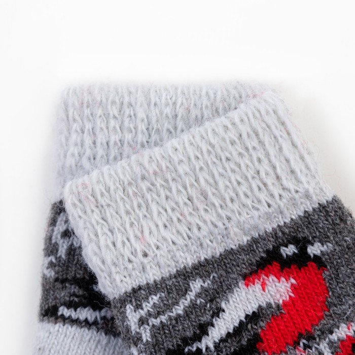 Носки детские шерстяные Снегирь в снегу, цвет серый, размер 22