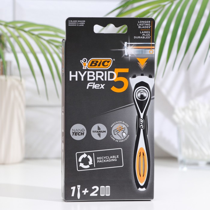 Станок бритвенный мужской BIC Hybrid 5 Flex + 2 сменные кассеты