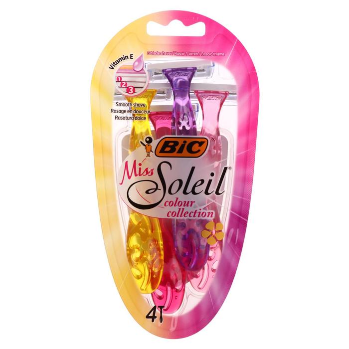Бритва женская BIC Miss Soleil Colour Collection, 3 лезвия, 4 шт бритва goodmax женская одноразовая с 3 лезвиями 4 шт