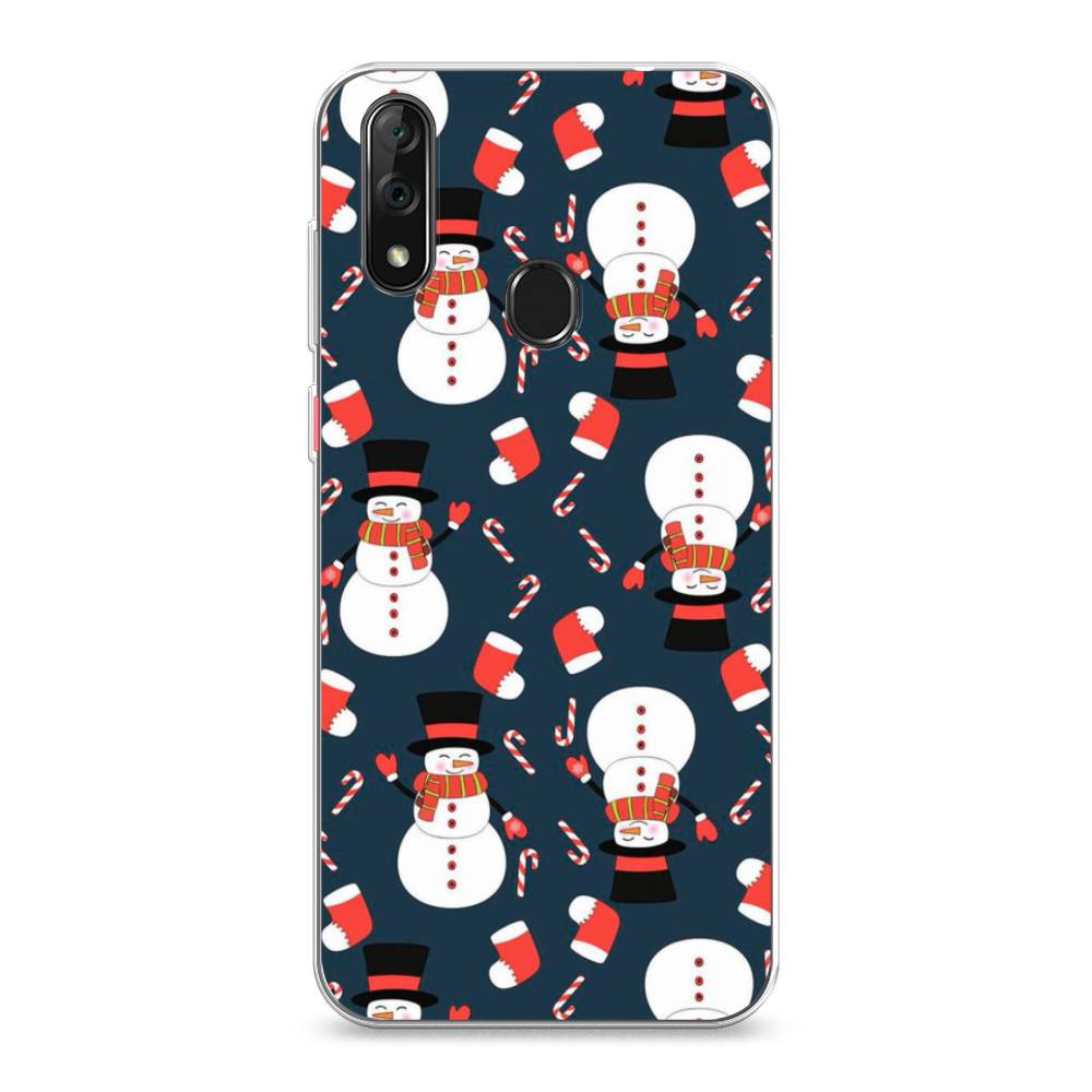 

Чехол на ZTE Blade V10 "Синие снеговики", Синий;белый;красный, 132750-5