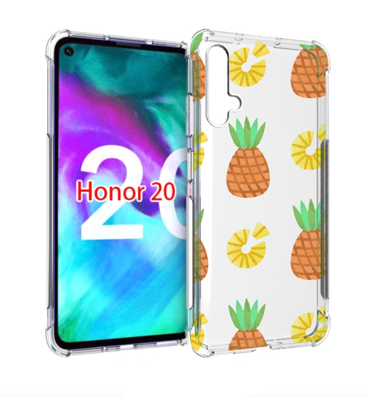 

Чехол бампер MyPads ананасики для Honor 20, Прозрачный, Tocco