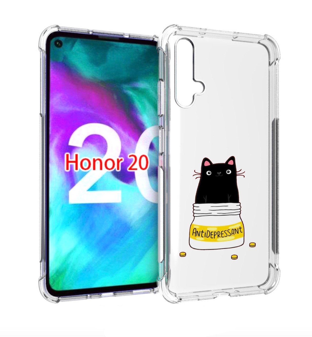 

Чехол бампер MyPads антидепрессант для Honor 20, Прозрачный, Tocco