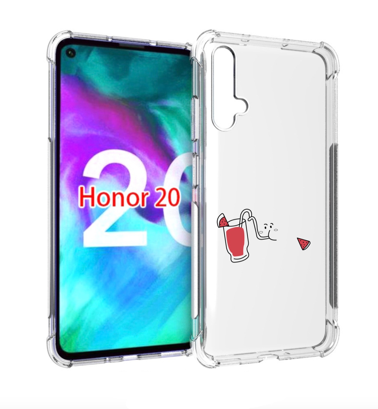 

Чехол бампер MyPads арбузный-напиток для Honor 20, Прозрачный, Tocco