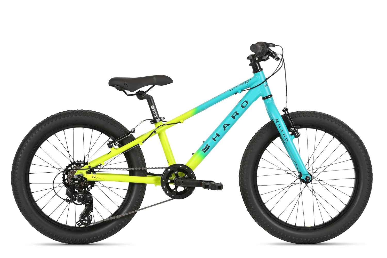 фото Детский велосипед haro велосипед детские flightline 20 plus, год 2021 , цвет зеленый-желты