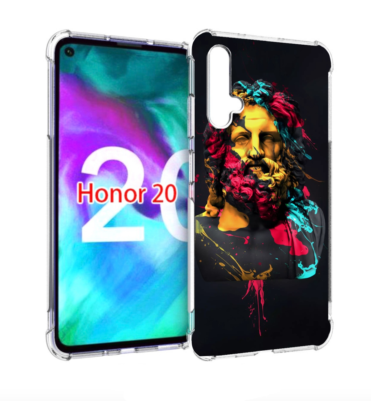 

Чехол бампер MyPads арт-статуя-краски для Honor 20, Прозрачный, Tocco