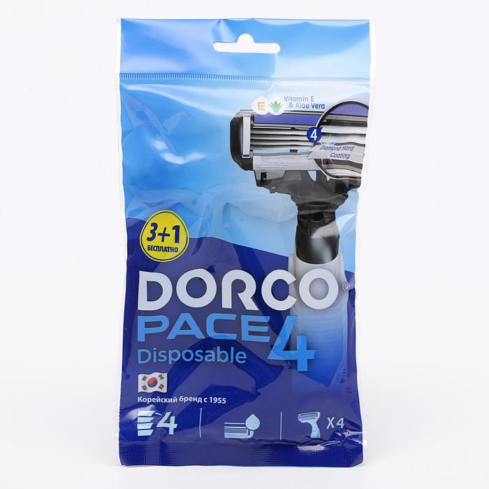 Бритвенные станки Dorco Pace4 одноразовые, 4 лезвия, увлажняющая полоска, 4 шт