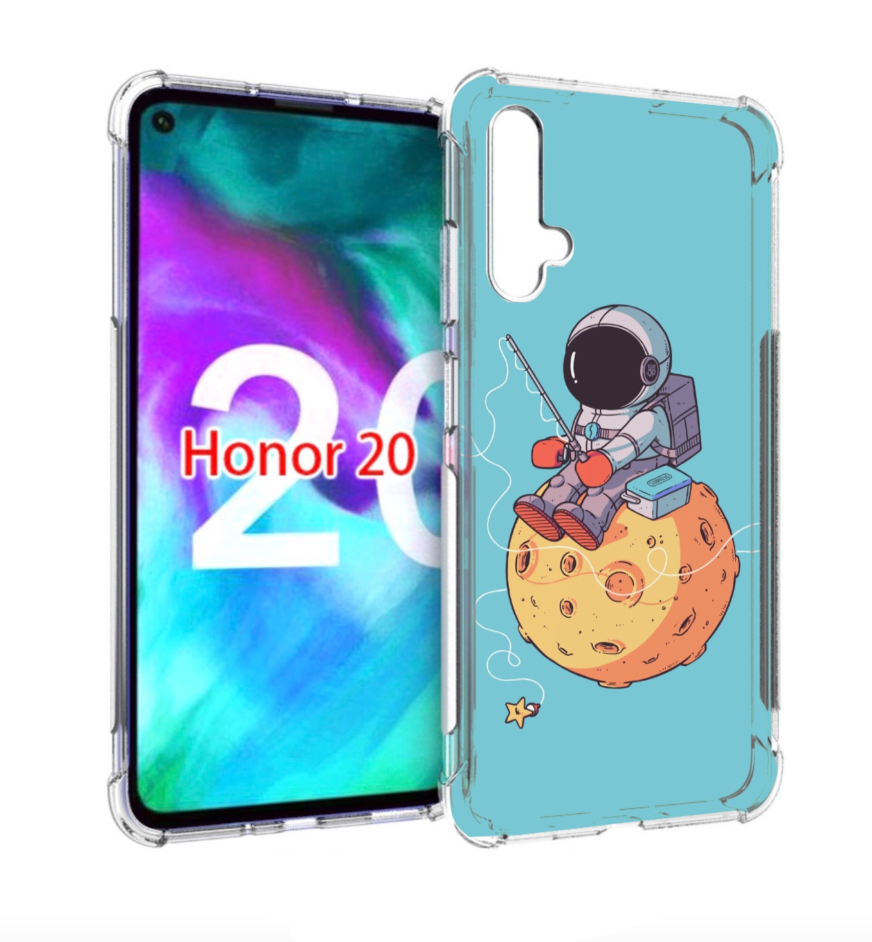 

Чехол бампер MyPads астронавт ловит звезду для Honor 20, Прозрачный, Tocco