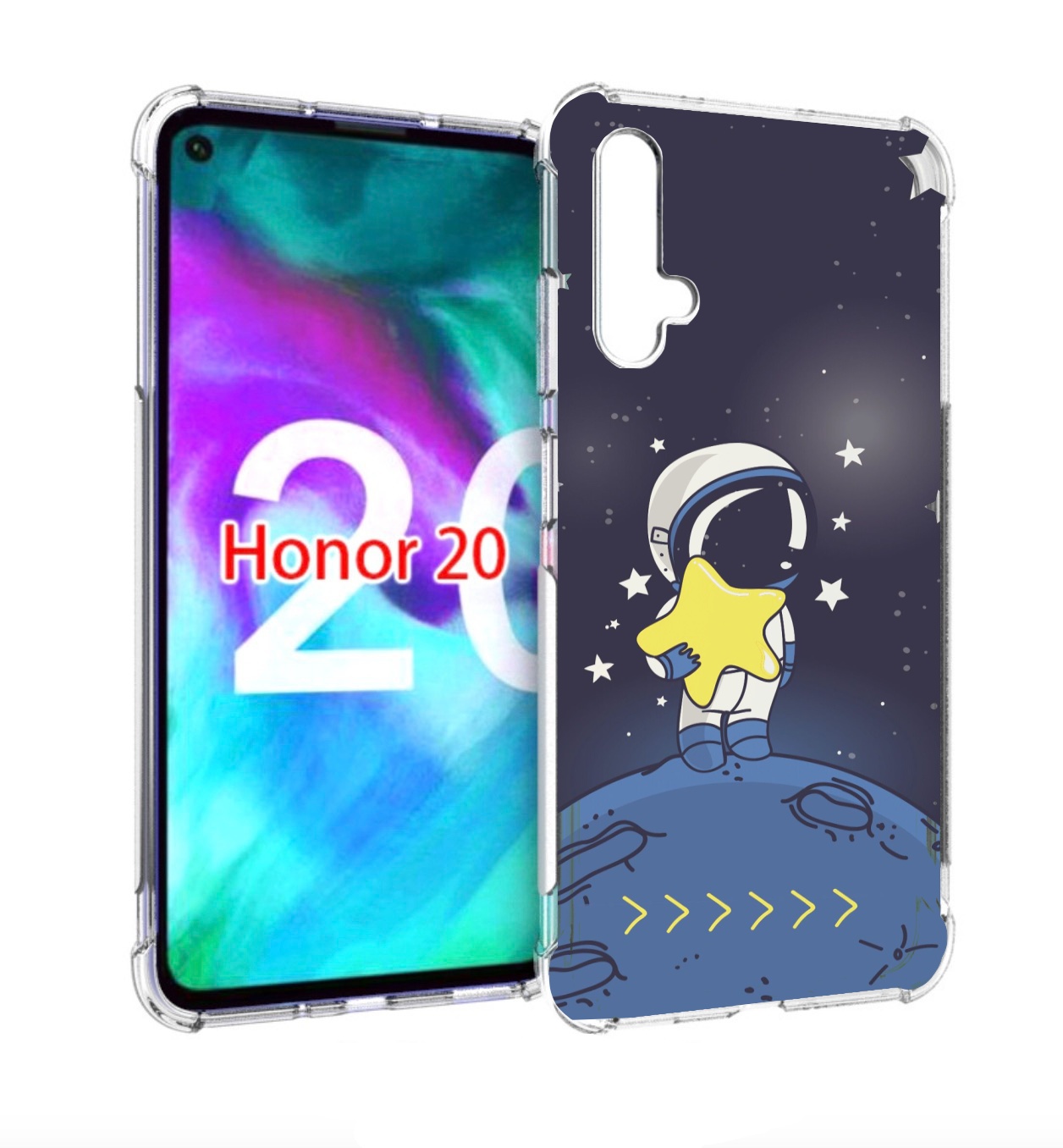 

Чехол бампер MyPads астронавт с звездочкой для Honor 20, Прозрачный, Tocco
