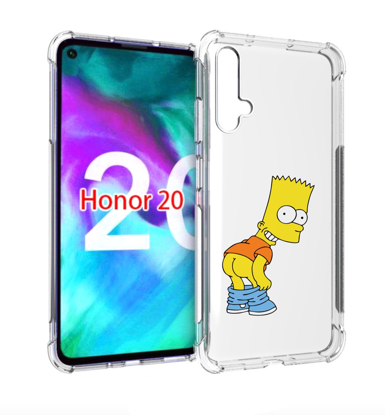 

Чехол бампер MyPads барт-симпсон-довольный для Honor 20, Прозрачный, Tocco