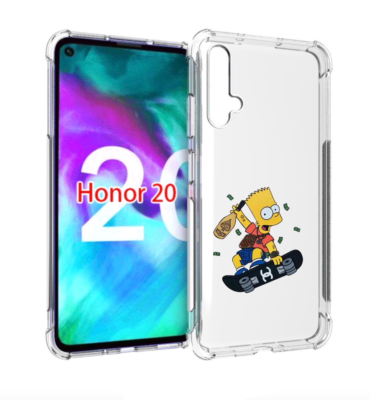 

Чехол бампер MyPads барт-скейтер детский для Honor 20 Honor, Прозрачный, Tocco