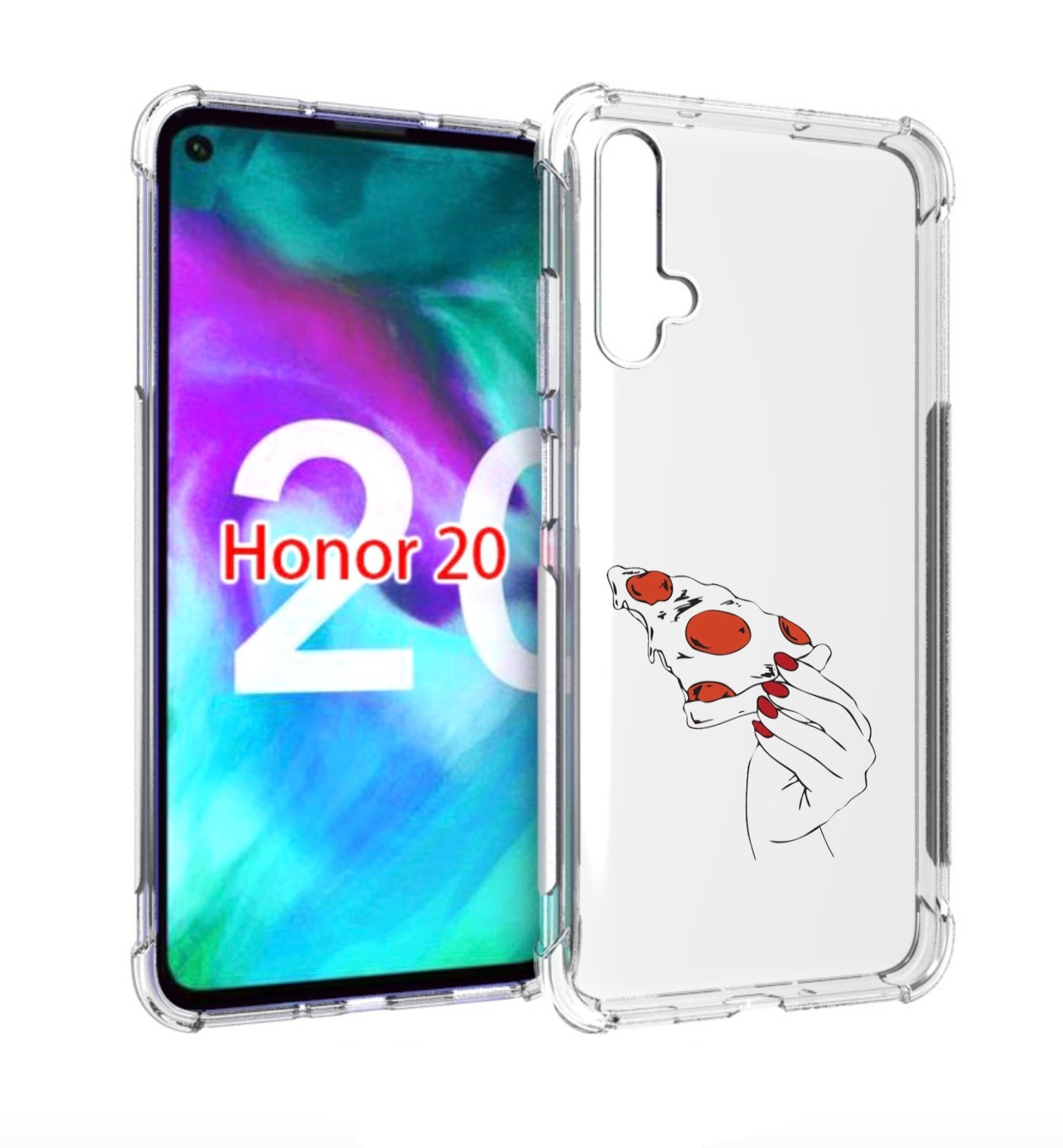 

Чехол бампер MyPads белая-пицца для Honor 20, Прозрачный, Tocco