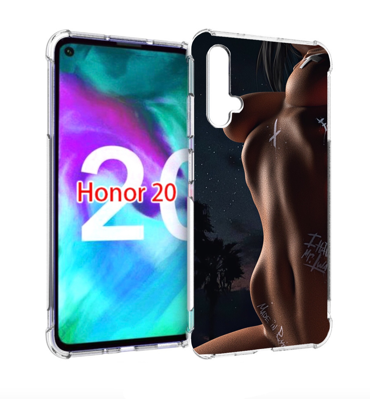 

Чехол бампер MyPads белые-татуировки-на-теле для Honor 20, Прозрачный, Tocco