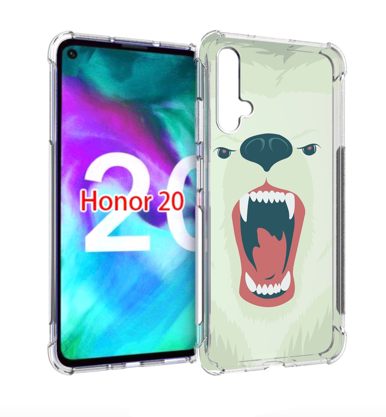 

Чехол бампер MyPads белый-медведь для Honor 20, Прозрачный, Tocco