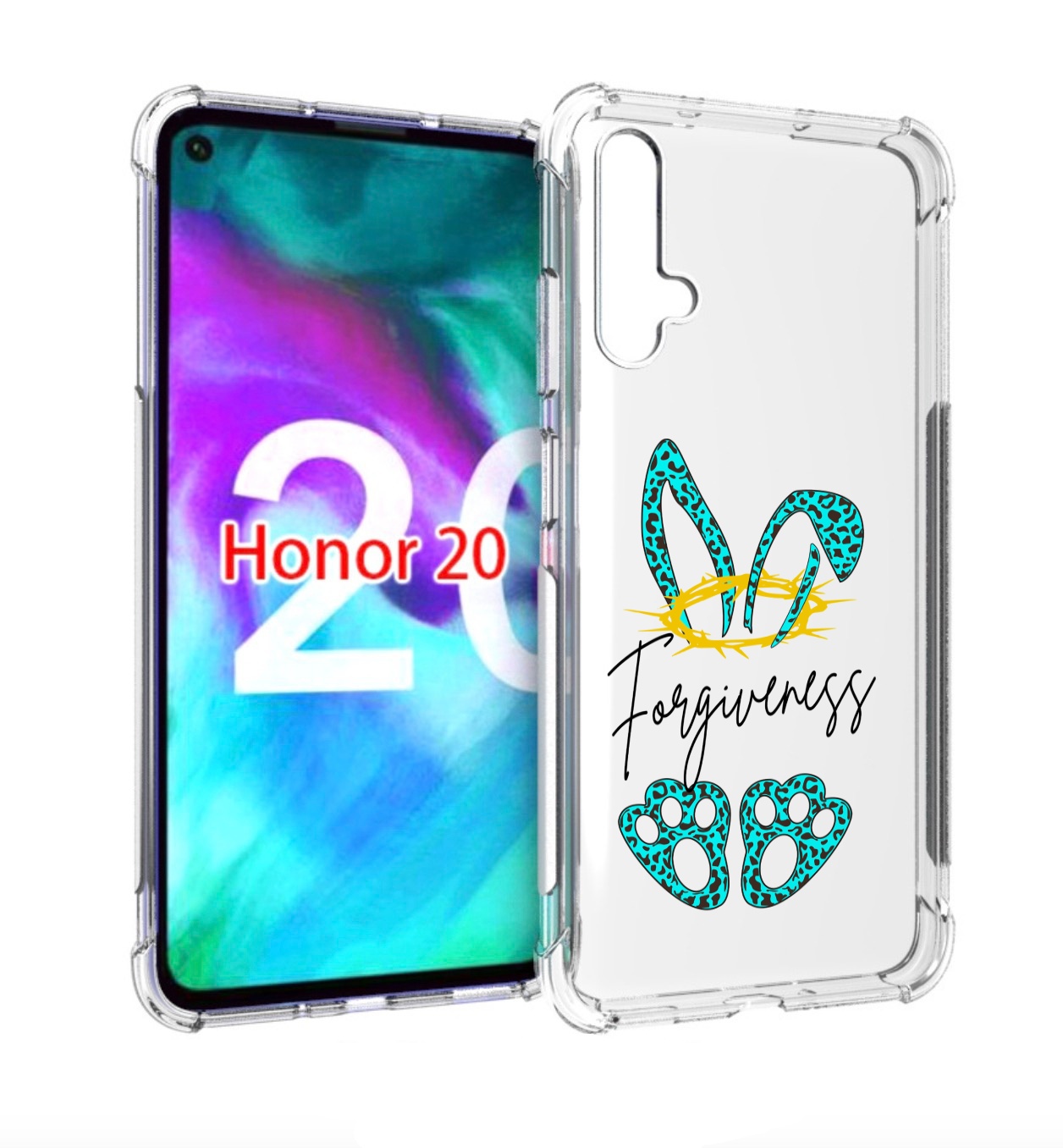 

Чехол бампер MyPads бирюзовое лапки и ушки женский для Honor, Прозрачный, Tocco