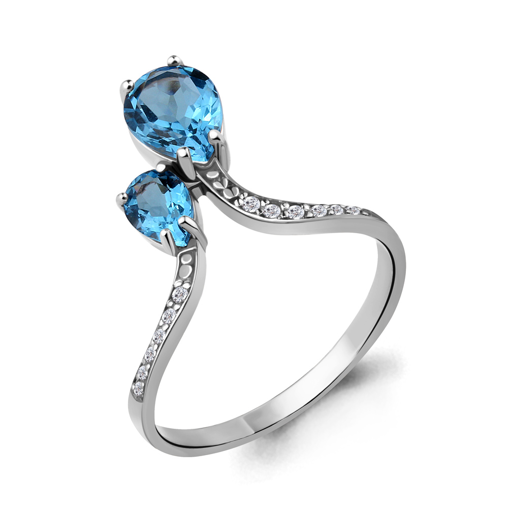 

Кольцо из серебра с топазом/фианитом р. Aquamarine 6917505А, 6917505А_925_р